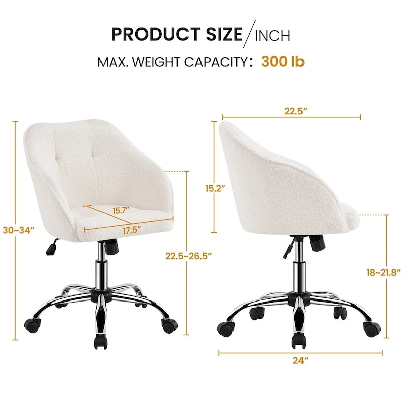 Chaise de bureau Yaheetech pour bureau à domicile, chaise d'ordinateur pivotante à 360° et réglable en hauteur