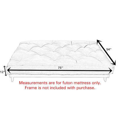 Matelas futon TruePedic pleine grandeur de 12 pouces (matelas seulement)
