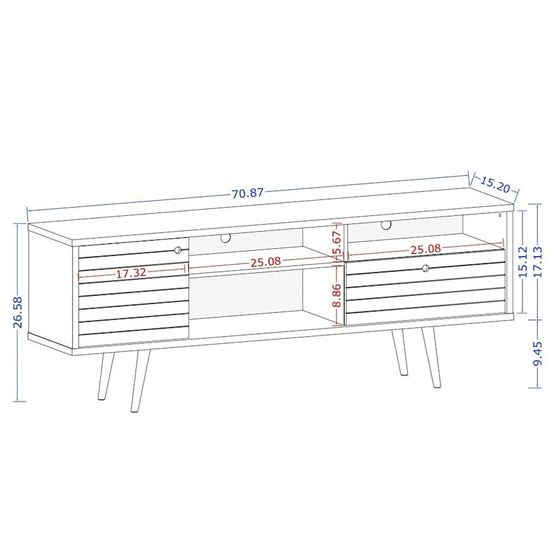 Console de meuble multimédia Manhattan Comfort Liberty 70,86 po de style moderne du milieu du siècle