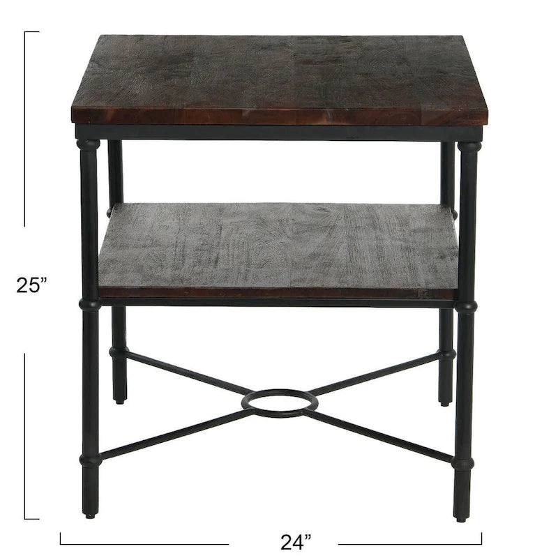 Table d'appoint avec étagère de rangement