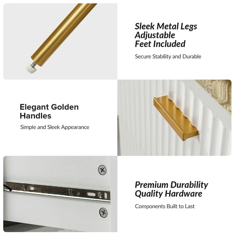 Ensemble de 2 commodes et tables de chevet modernes Gilb à 3 tiroirs avec pieds en métal par HULALA HOME