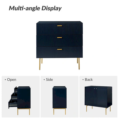 Ensemble de 2 commodes et tables de chevet modernes Gilb à 3 tiroirs avec pieds en métal par HULALA HOME