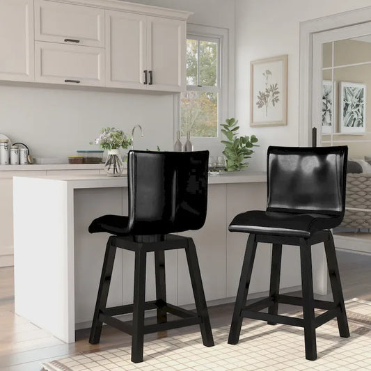 Hace Contemporary Black Swivel Counter Height Chairs (Set of 2) by Furniture of America