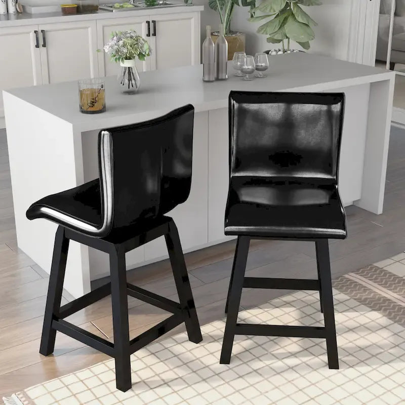 Chaises de comptoir pivotantes noires contemporaines Hace (ensemble de 2) par Furniture of America