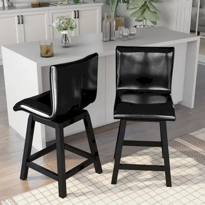 Chaises de comptoir pivotantes noires contemporaines Hace (ensemble de 2) par Furniture of America