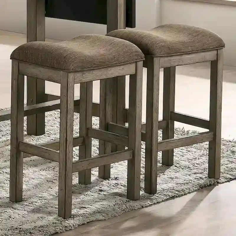 Tozos Farmhouse Chestnut Padded Counter Height Stool (Set of 2) by Furniture of America