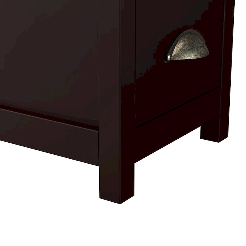 Table d'appoint avec deux tiroirs et une étagère ouverte