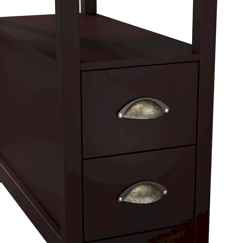 Table d'appoint avec deux tiroirs et une étagère ouverte