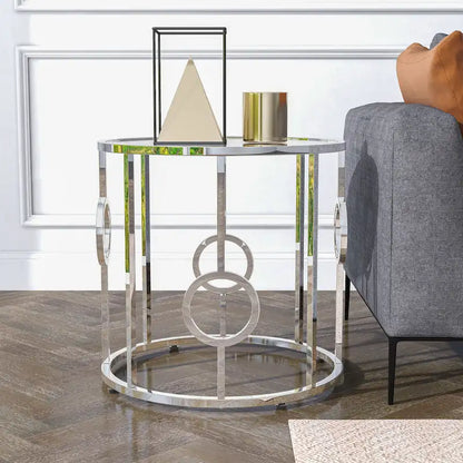 Table d'appoint miroir Hoop Glam chromée de 23 pouces par Furniture of America