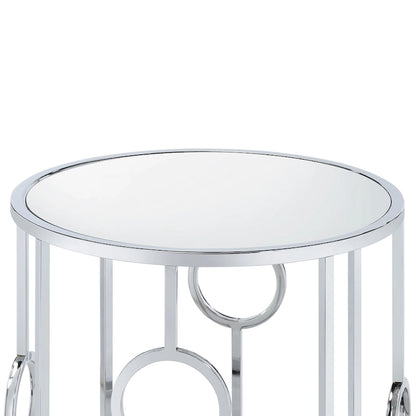 Table d'appoint miroir Hoop Glam chromée de 23 pouces par Furniture of America