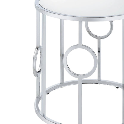 Table d'appoint miroir Hoop Glam chromée de 23 pouces par Furniture of America
