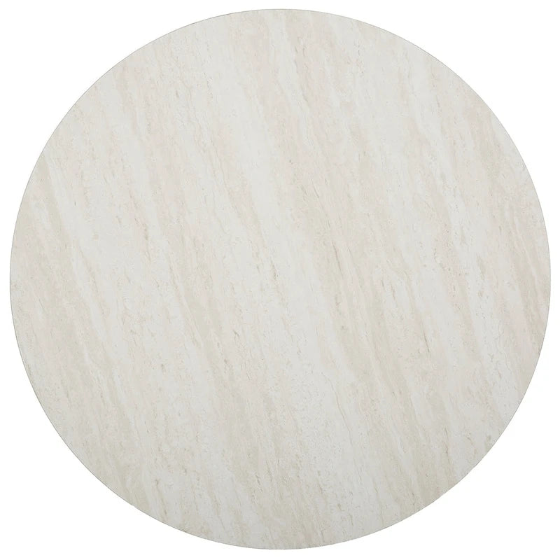 Table basse ronde SEI Furniture Henderson en faux marbre, finition argentée