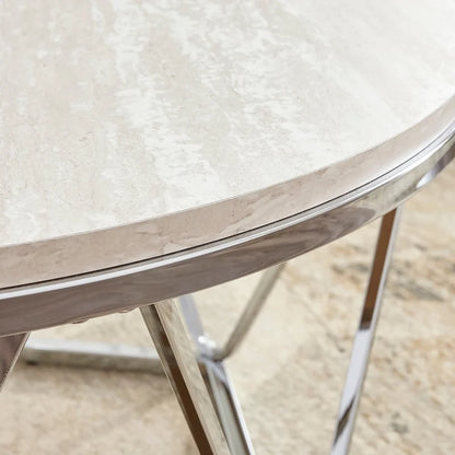 Table basse ronde SEI Furniture Henderson en faux marbre, finition argentée