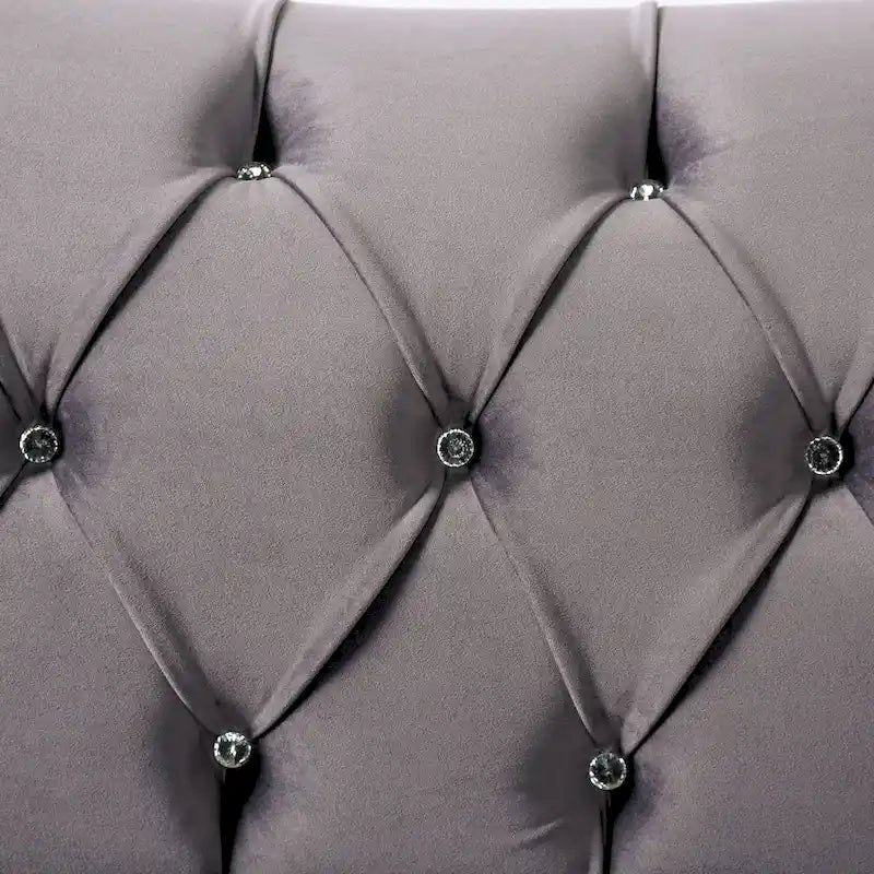 Canapé capitonné Addae Glam en velours gris de Furniture of America