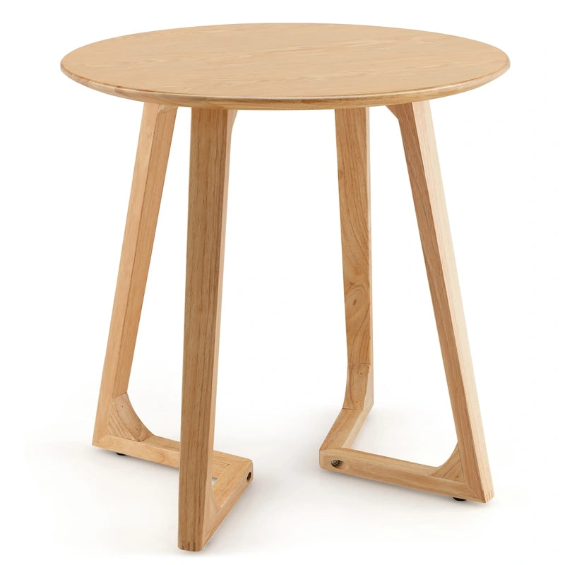 Table d'appoint ronde de 61 cm en bois d'hévéa massif, à placer à côté du canapé ou du lit.