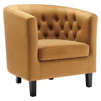 Fauteuil Bristol Classic Cognac en velours capitonné