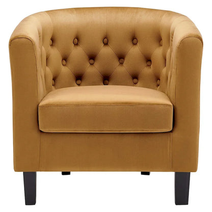 Fauteuil Bristol Classic Cognac en velours capitonné