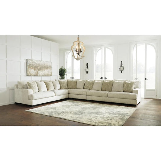 Signature Design by Ashley Rawcliffe Ivory and Peach 4-Piece Sectional Sofa