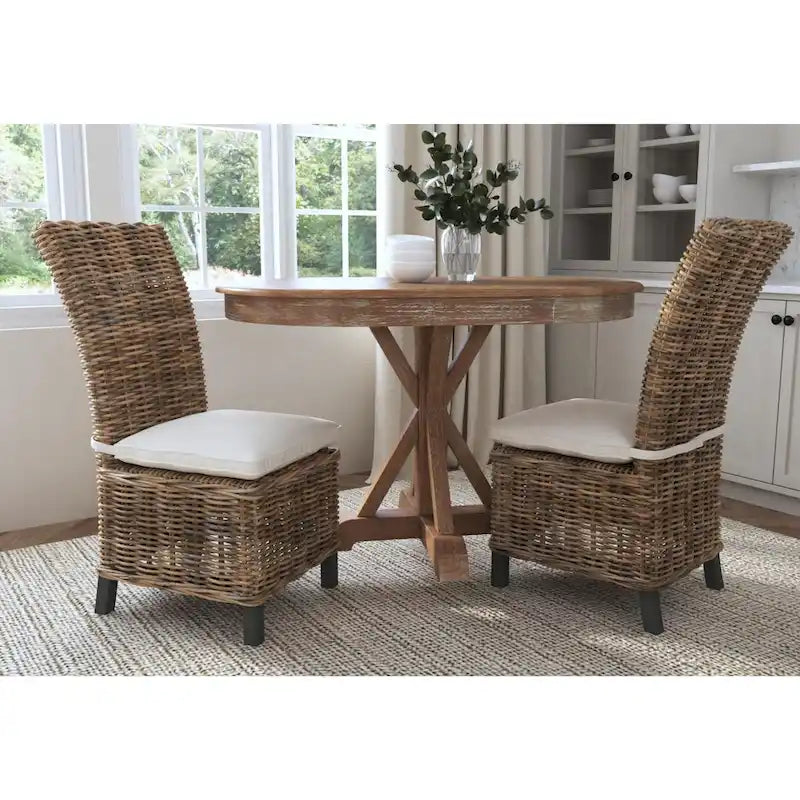 Natural Rattan Cushioned Dining Chairs (Set Of 2) by East at Main