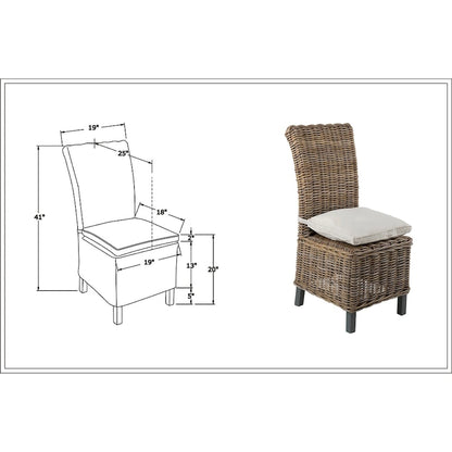 Chaises de salle à manger rembourrées en rotin naturel (ensemble de 2) par East at Main