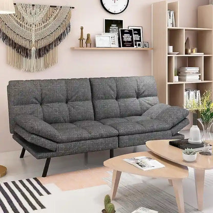 Canapé-lit futon, canapé pliable en mousse à mémoire de forme, convertible en lit de jour avec accoudoirs réglables pour petits espaces