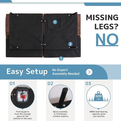 Canapé-lit futon, canapé pliable en mousse à mémoire de forme, convertible en lit de jour avec accoudoirs réglables pour petits espaces