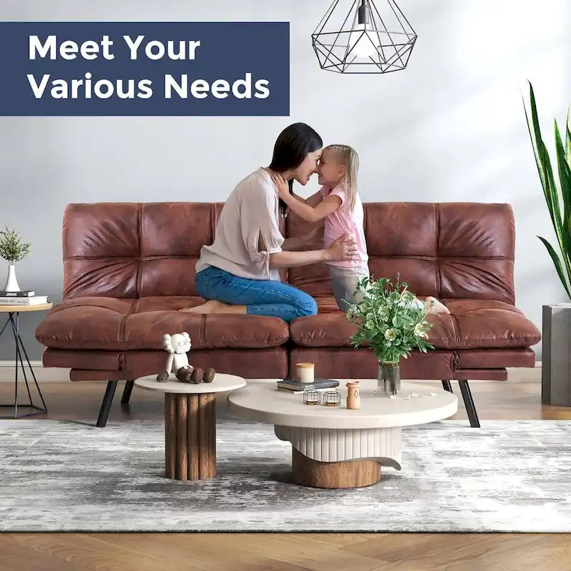 Canapé-lit futon, canapé pliable en mousse à mémoire de forme, convertible en lit de jour avec accoudoirs réglables pour petits espaces