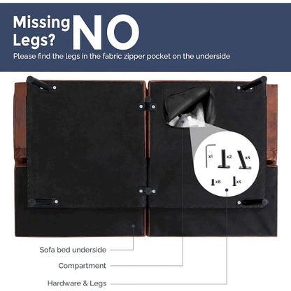 Canapé-lit futon, canapé pliable en mousse à mémoire de forme, convertible en lit de jour avec accoudoirs réglables pour petits espaces