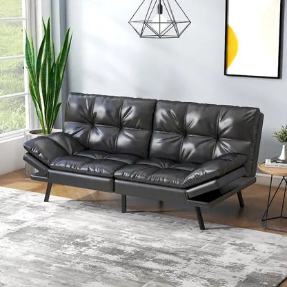 Canapé-lit futon, canapé pliable en mousse à mémoire de forme, convertible en lit de jour avec accoudoirs réglables pour petits espaces