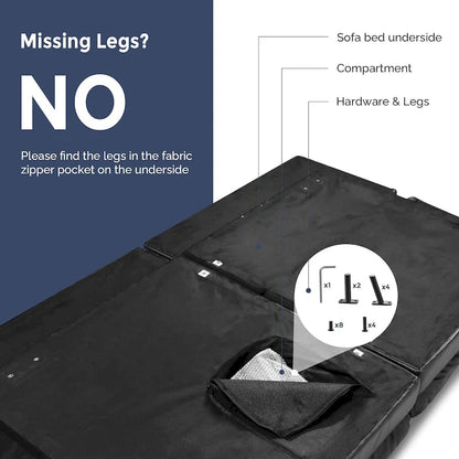 Canapé-lit futon, canapé pliable en mousse à mémoire de forme, convertible en lit de jour avec accoudoirs réglables pour petits espaces