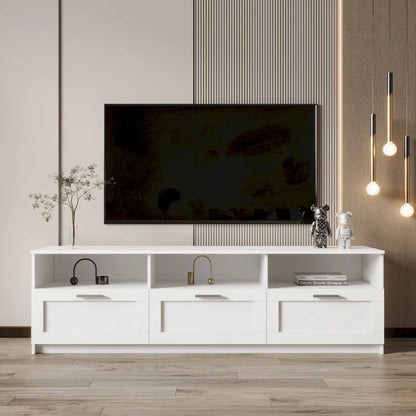 Meuble TV minimaliste moderne, support TV 80 pouces, casier ouvert, salon, chambre
