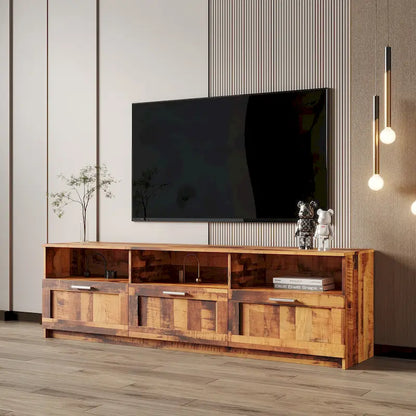 Meuble TV minimaliste moderne, support TV 80 pouces, casier ouvert, salon, chambre