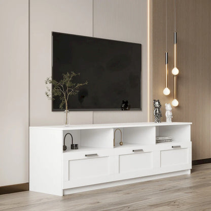 Meuble TV minimaliste moderne, support TV 80 pouces, casier ouvert, salon, chambre