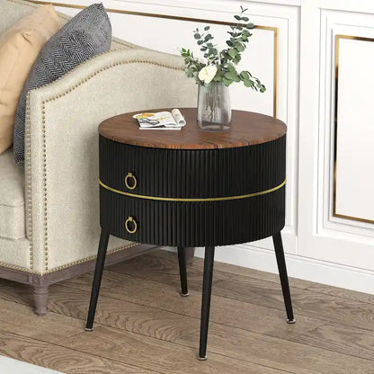 Table d'appoint ronde Myhozm avec rangement, table de chevet en forme de tonneau pour salon, chambre