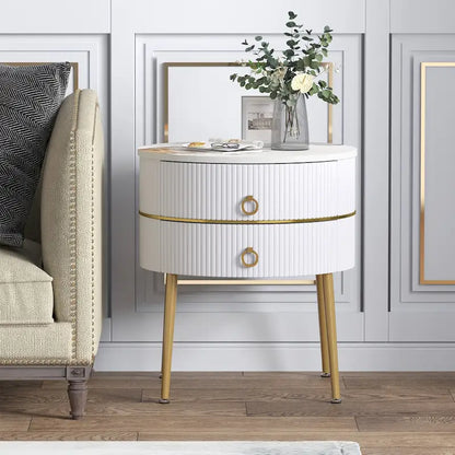 Table d'appoint ronde Myhozm avec rangement, table de chevet en forme de tonneau pour salon, chambre