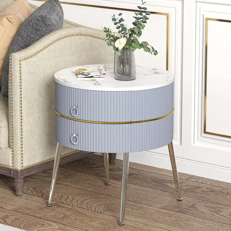 Table d'appoint ronde Myhozm avec rangement, table de chevet en forme de tonneau pour salon, chambre