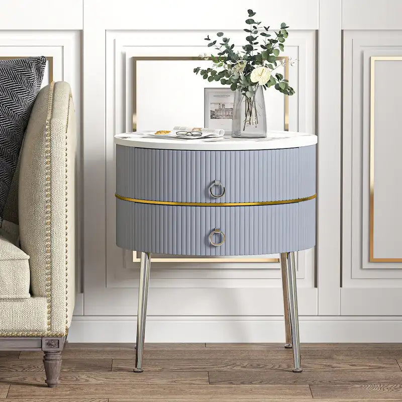 Table d'appoint ronde Myhozm avec rangement, table de chevet en forme de tonneau pour salon, chambre