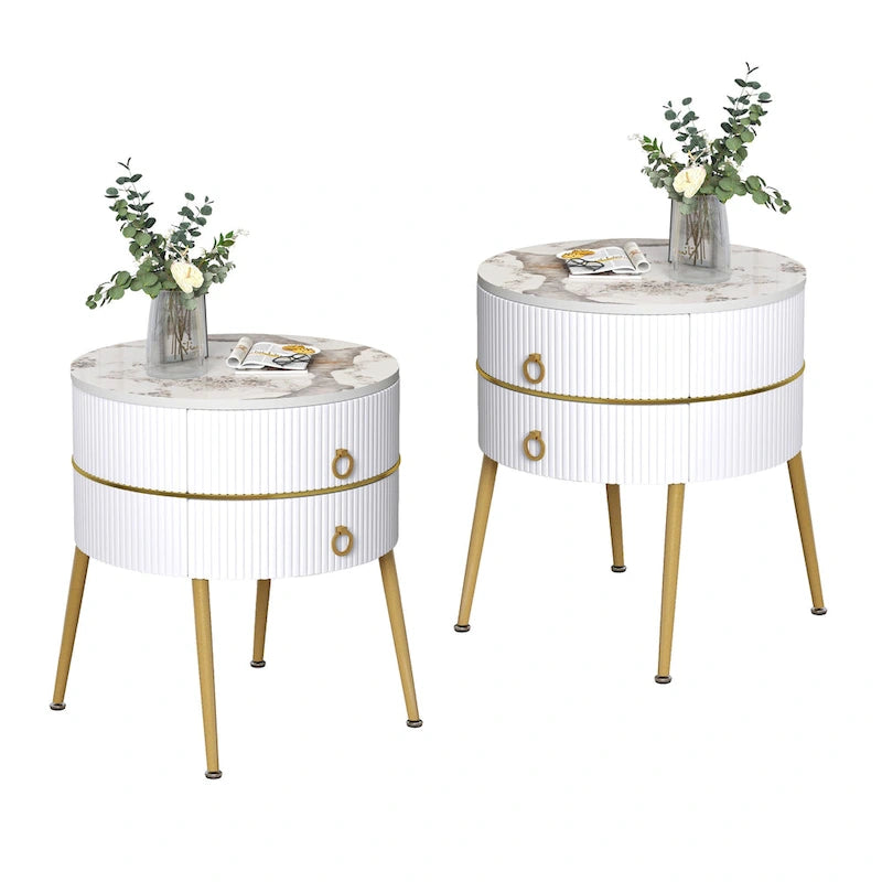 Table d'appoint ronde Myhozm avec rangement, table de chevet en forme de tonneau pour salon, chambre