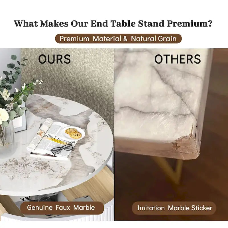 Table d'appoint ronde Myhozm avec rangement, table de chevet en forme de tonneau pour salon, chambre