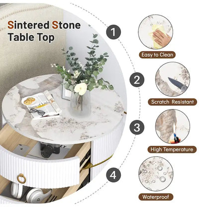 Table d'appoint ronde Myhozm avec rangement, table de chevet en forme de tonneau pour salon, chambre