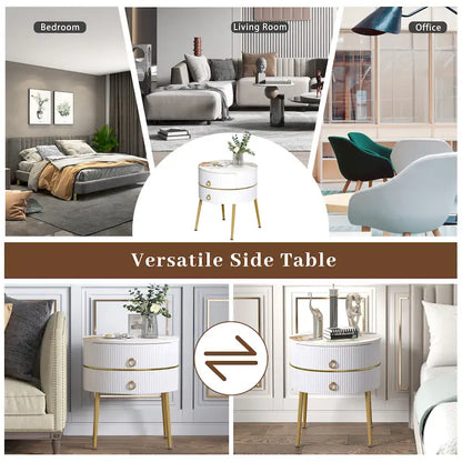 Table d'appoint ronde Myhozm avec rangement, table de chevet en forme de tonneau pour salon, chambre