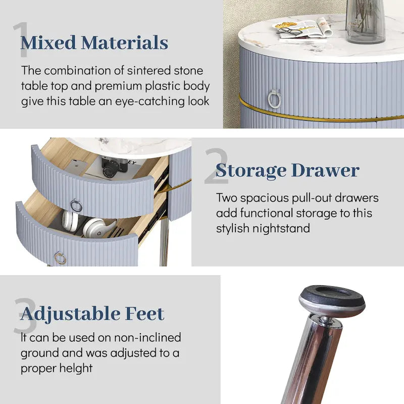 Table d'appoint ronde Myhozm avec rangement, table de chevet en forme de tonneau pour salon, chambre