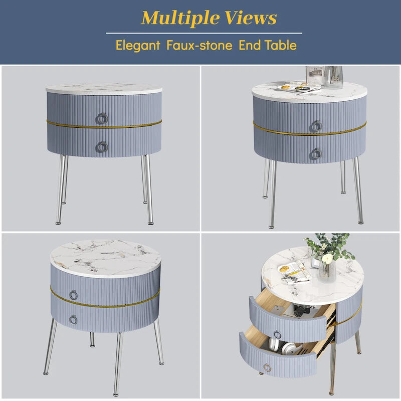 Table d'appoint ronde Myhozm avec rangement, table de chevet en forme de tonneau pour salon, chambre