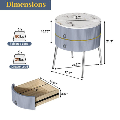 Table d'appoint ronde Myhozm avec rangement, table de chevet en forme de tonneau pour salon, chambre