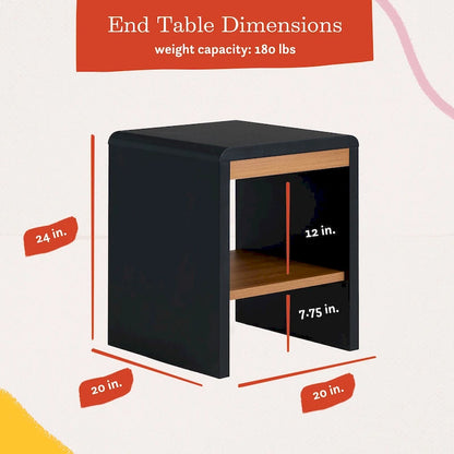 Table d'appoint moderne en bois Brookside Reyna avec coins arrondis