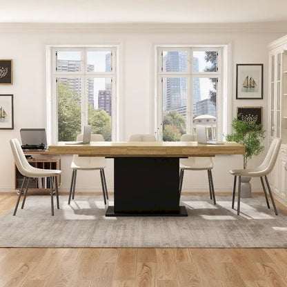 Table de salle à manger extensible avec plateau en bois et support pour ordinateur (noir/blanc)