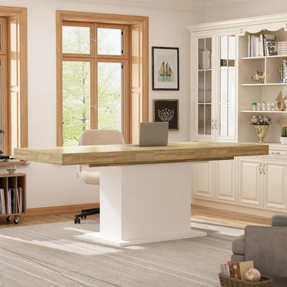 Table de salle à manger extensible avec plateau en bois et support pour ordinateur (noir/blanc)