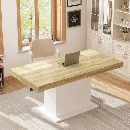 Table de salle à manger extensible avec plateau en bois et support pour ordinateur (noir/blanc)