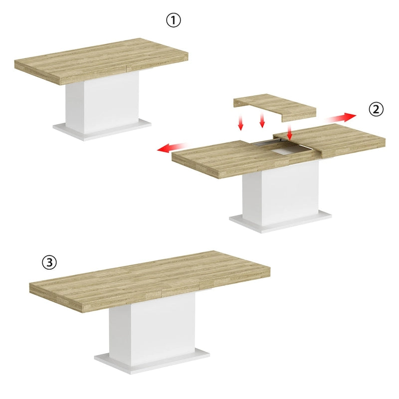 Table de salle à manger extensible avec plateau en bois et support pour ordinateur (noir/blanc)