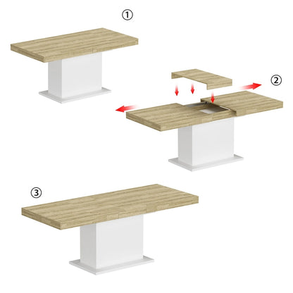 Table de salle à manger extensible avec plateau en bois et support pour ordinateur (noir/blanc)